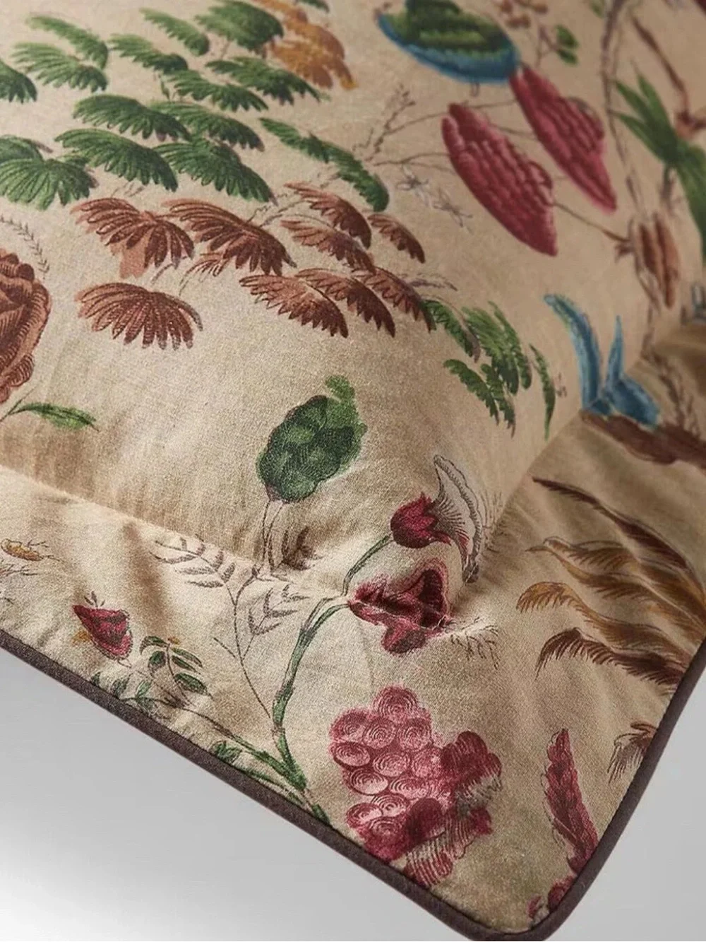RALPH LAUREN Maren Set Of 2 King Cotton Pillow Shams Natural Tropical Print $370